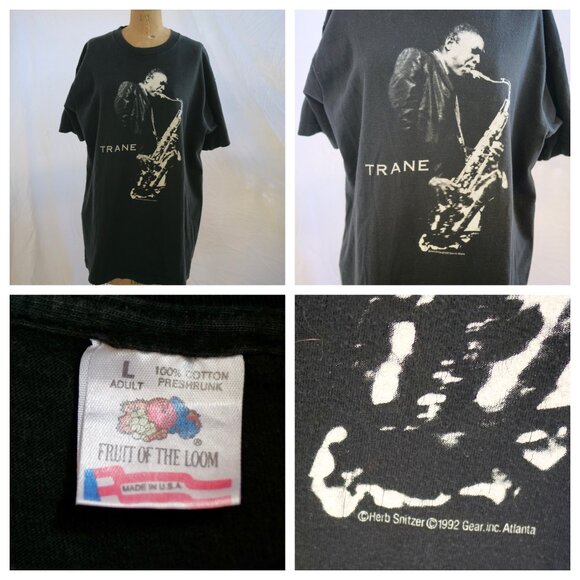 1992 Vintage John COLTRANE Gear Inc. Atlanta Jazz Graphic T Shirt L USA Snitzer